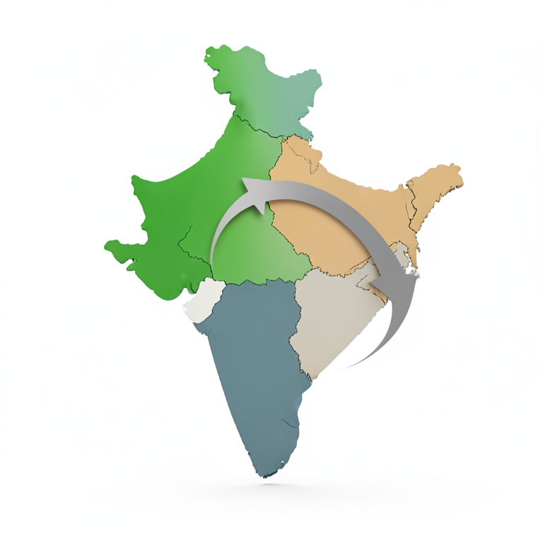 AI-generated conceptual illustration (A map of India). It explains the idea and does not show study data.