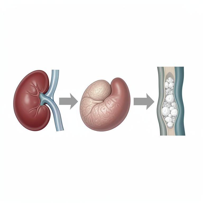 AI-generated conceptual illustration (human kidneys and blood vessels). It explains the idea and does not show study data.