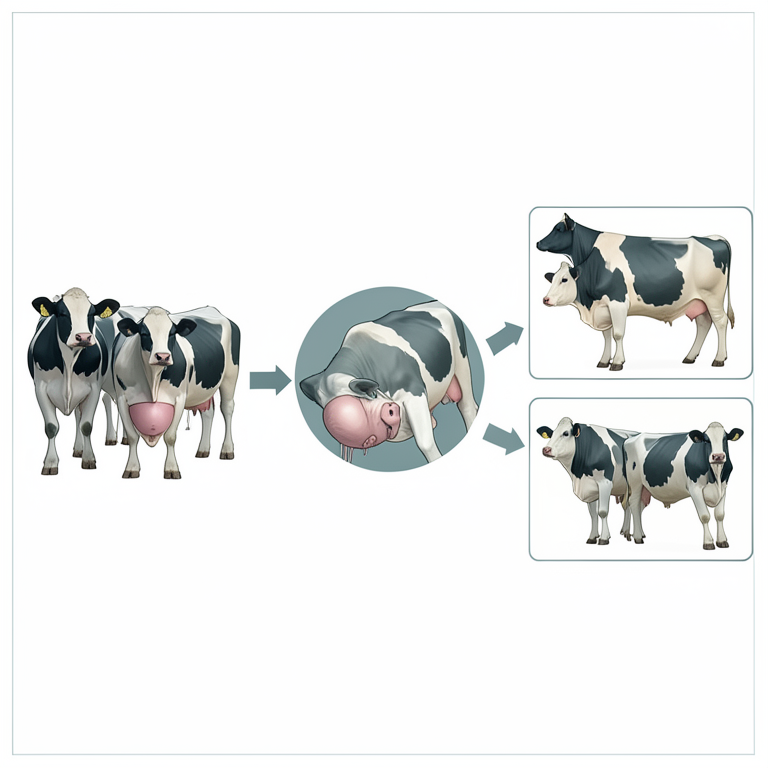 AI-generated conceptual illustration (crossbred dairy cattle). It explains the idea and does not show study data.