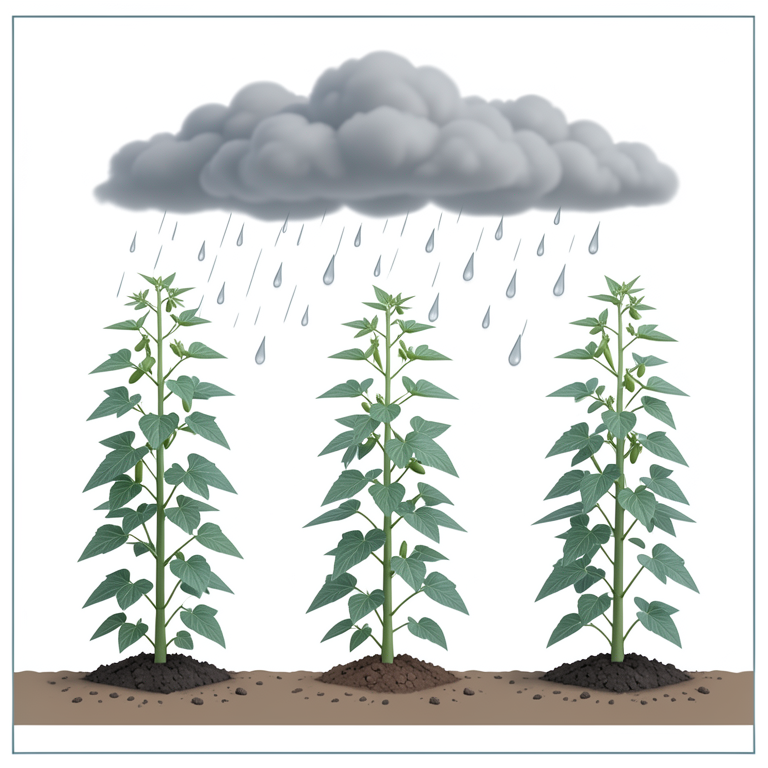 AI-generated conceptual illustration (green gram plants (Vigna radiata)). It explains the idea and does not show study data.