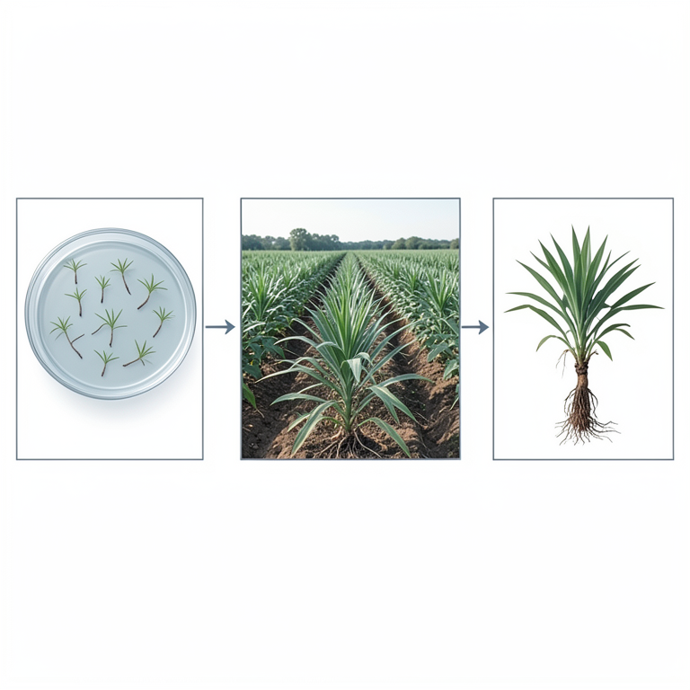 AI-generated conceptual illustration (Sisal plants (Agave sisalana)). It explains the idea and does not show study data.