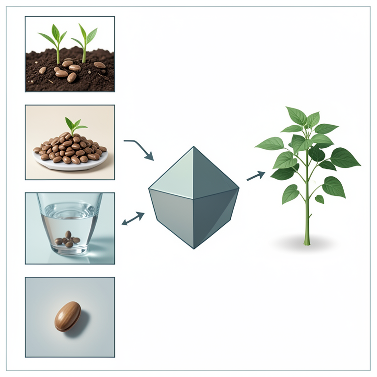 AI-generated conceptual illustration (Brown mustard seeds (Brassica juncea)). It explains the idea and does not show study data.