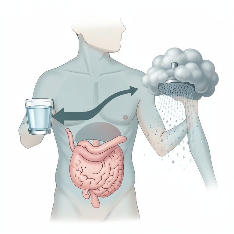 AI-generated conceptual illustration (human respiratory and digestive systems). It explains the idea and does not show study data.