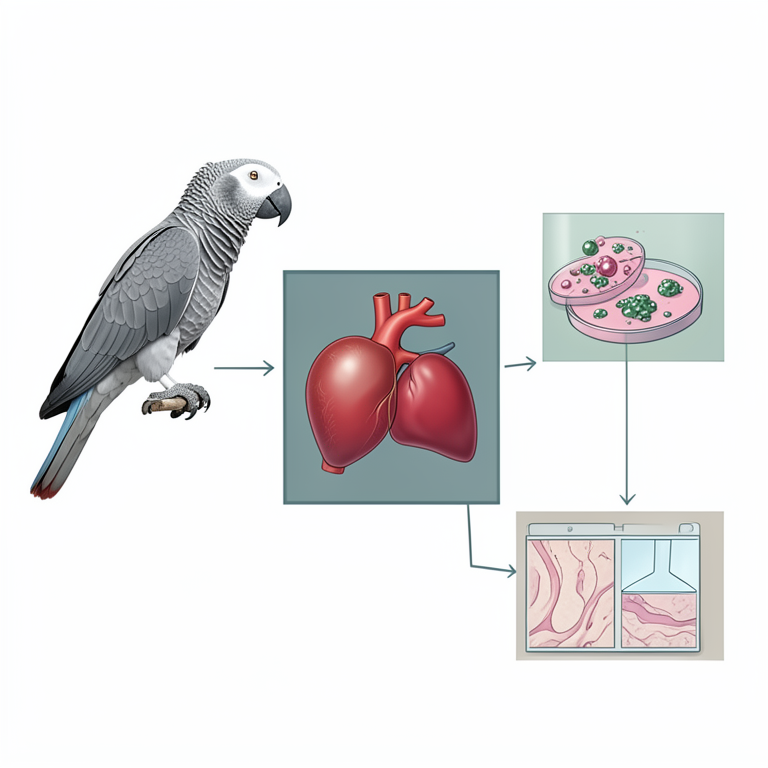 AI-generated conceptual illustration (African Grey Parrot (Psittacus erythracus)). It explains the idea and does not show study data.
