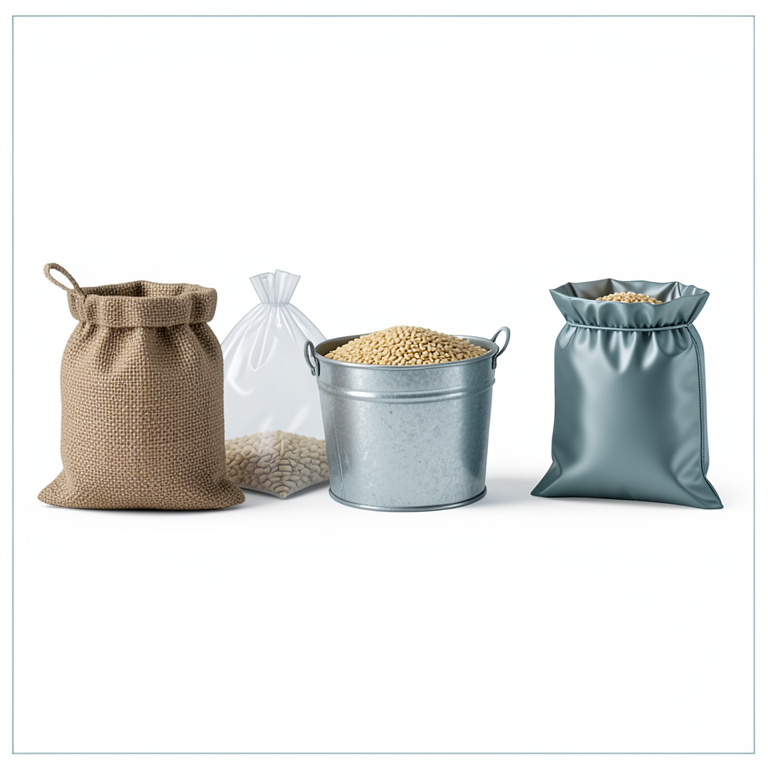 AI-generated conceptual illustration (wheat and maize grains in various storage containers). It explains the idea and does not show study data.