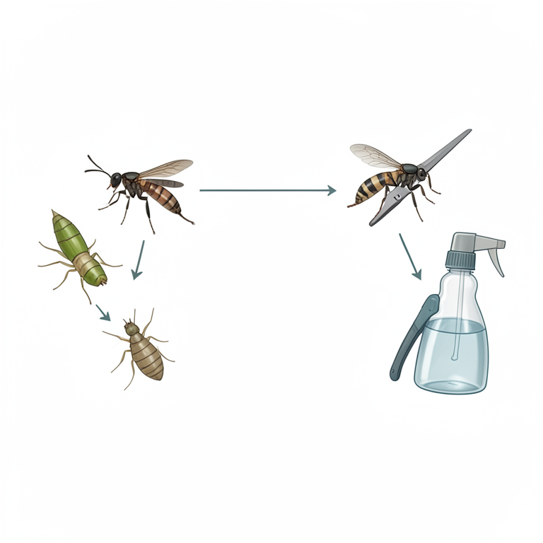 AI-generated conceptual illustration (Bamboo shoots and specific insect pests). It explains the idea and does not show study data.