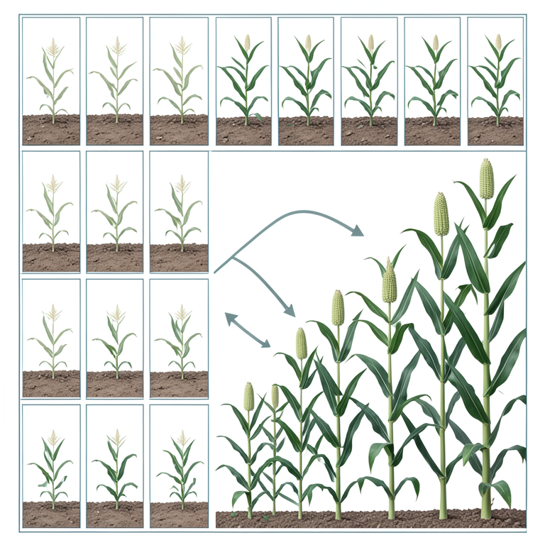 AI-generated conceptual illustration (sweet corn plants). It explains the idea and does not show study data.