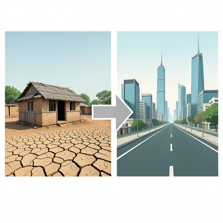 AI-generated conceptual illustration (Indian rural and urban landscapes). It explains the idea and does not show study data.