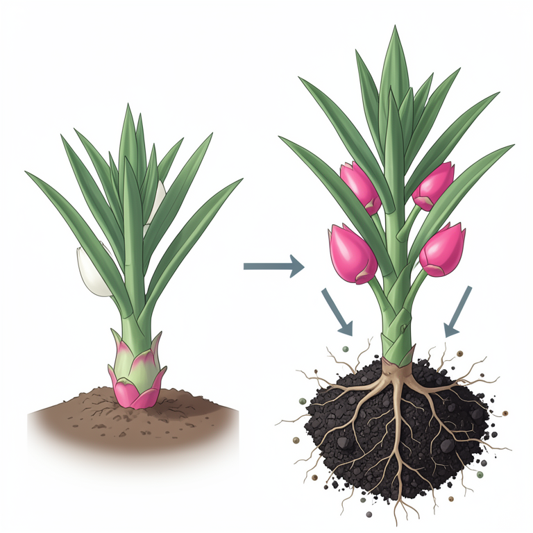 AI-generated conceptual illustration (white-fleshed dragon fruit plants (Selenicereus undatus)). It explains the idea and does not show study data.