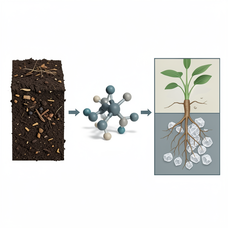 AI-generated conceptual illustration (Vertisol soil profile with organic manure amendments). It explains the idea and does not show study data.