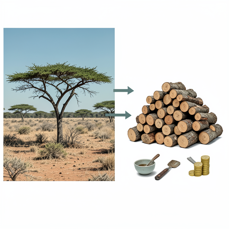 AI-generated conceptual illustration (Acacia and savanna woodland trees in Kaduna State, Nigeria). It explains the idea and does not show study data.