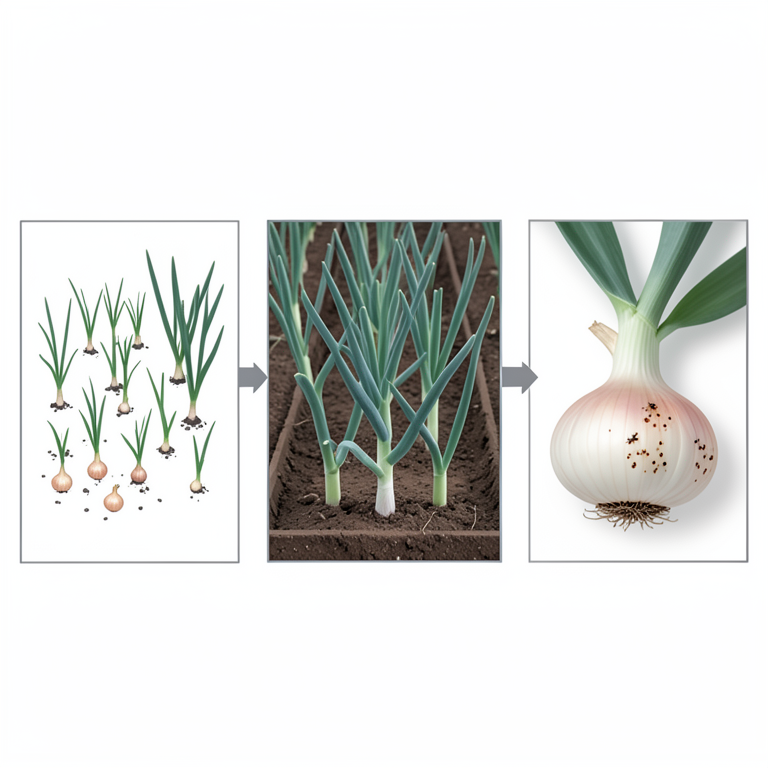 AI-generated conceptual illustration (Onion plants (Allium cepa L.)). It explains the idea and does not show study data.