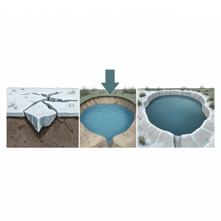 AI-generated conceptual illustration (permafrost soil and thermokarst lakes in the Yakutsk Region). It explains the idea and does not show study data.