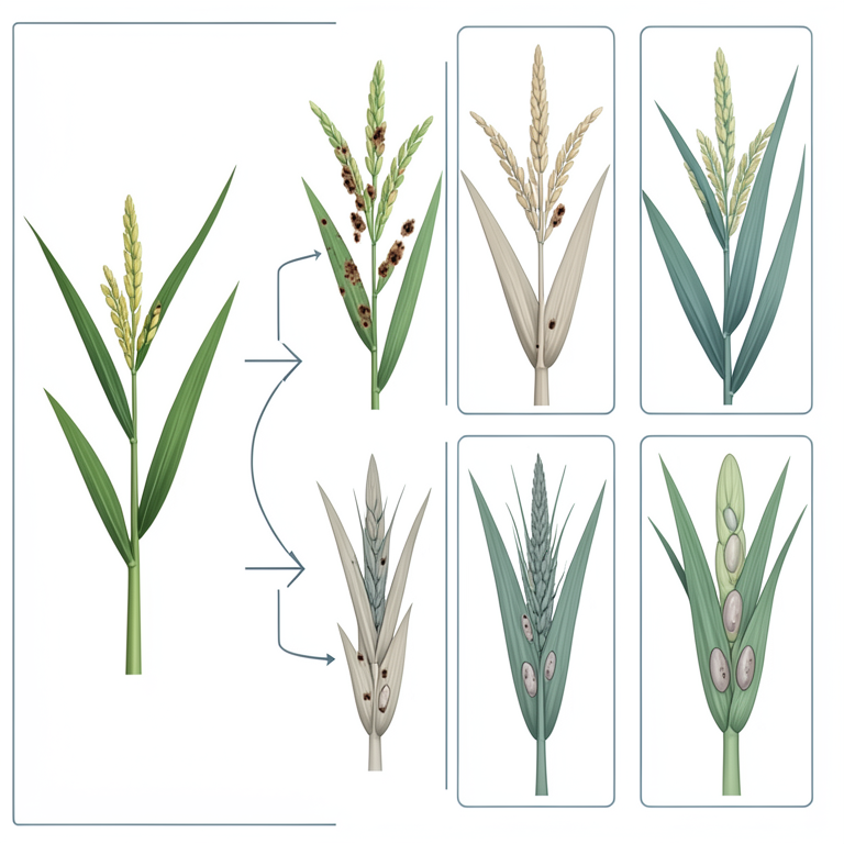 AI-generated conceptual illustration (Oryza sativa (rice plants)). It explains the idea and does not show study data.
