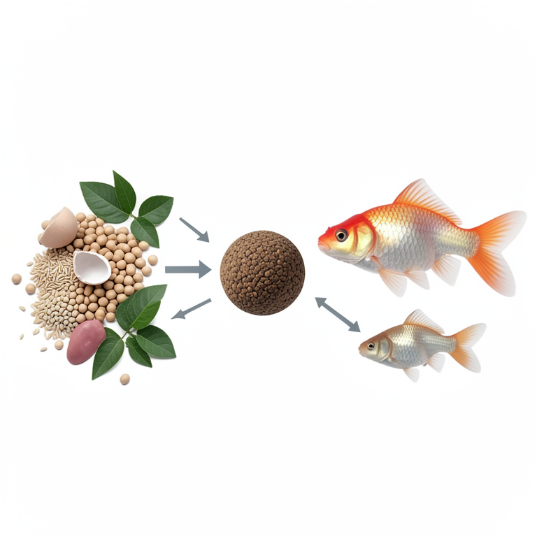 AI-generated conceptual illustration (Carassius carassius (Goldfish)). It explains the idea and does not show study data.