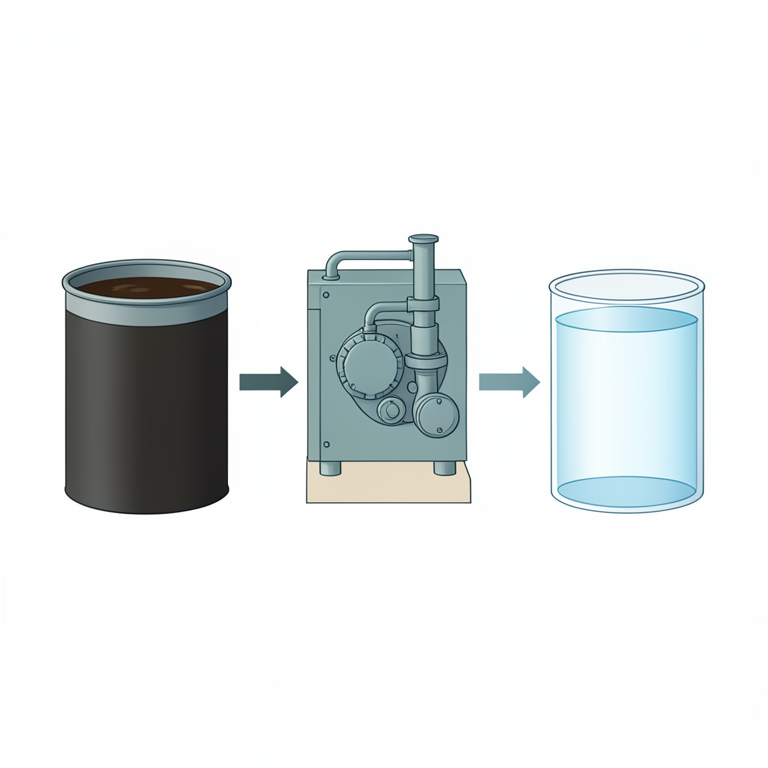 AI-generated conceptual illustration (industrial wastewater from leather tanning). It explains the idea and does not show study data.