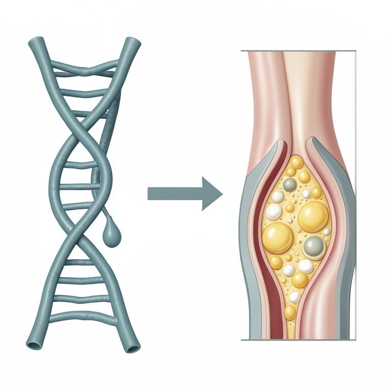 AI-generated conceptual illustration (Human female blood vessels and DNA double helix). It explains the idea and does not show study data.