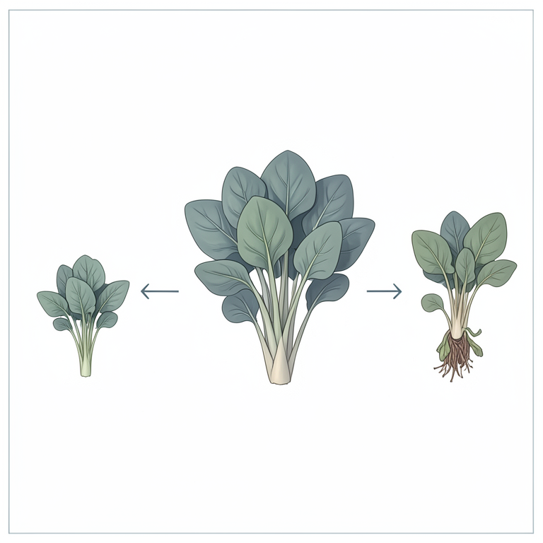 AI-generated conceptual illustration (Palak spinach plants (Beta vulgaris var. bengalensis)). It explains the idea and does not show study data.