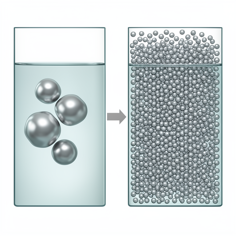 AI-generated conceptual illustration (silver nanoparticles in an aqueous solution). It explains the idea and does not show study data.