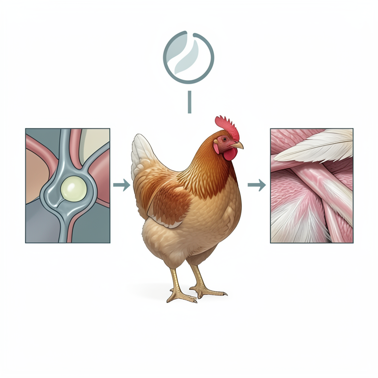 AI-generated conceptual illustration (broiler chickens). It explains the idea and does not show study data.
