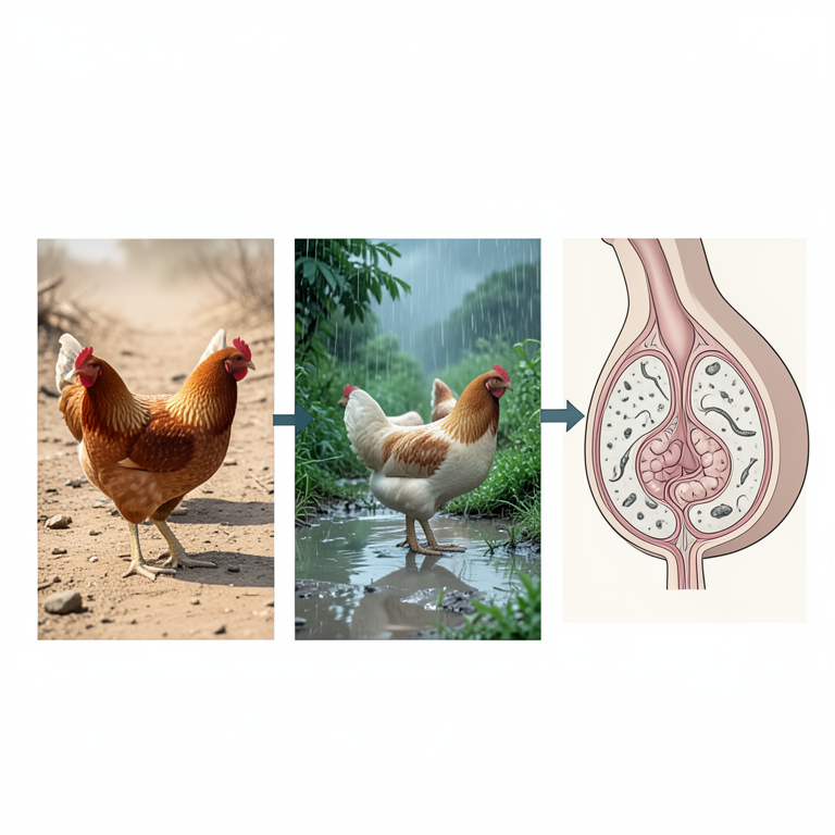 AI-generated conceptual illustration (indigenous free-range chickens). It explains the idea and does not show study data.