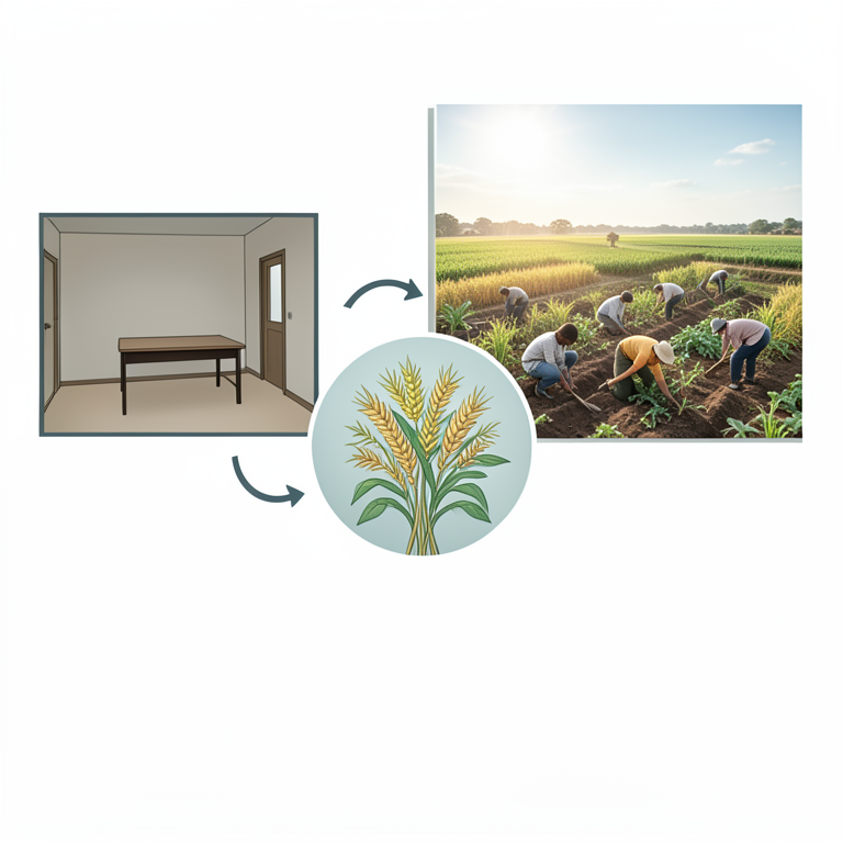 AI-generated conceptual illustration (Rural farmers in Bikaner, Rajasthan). It explains the idea and does not show study data.