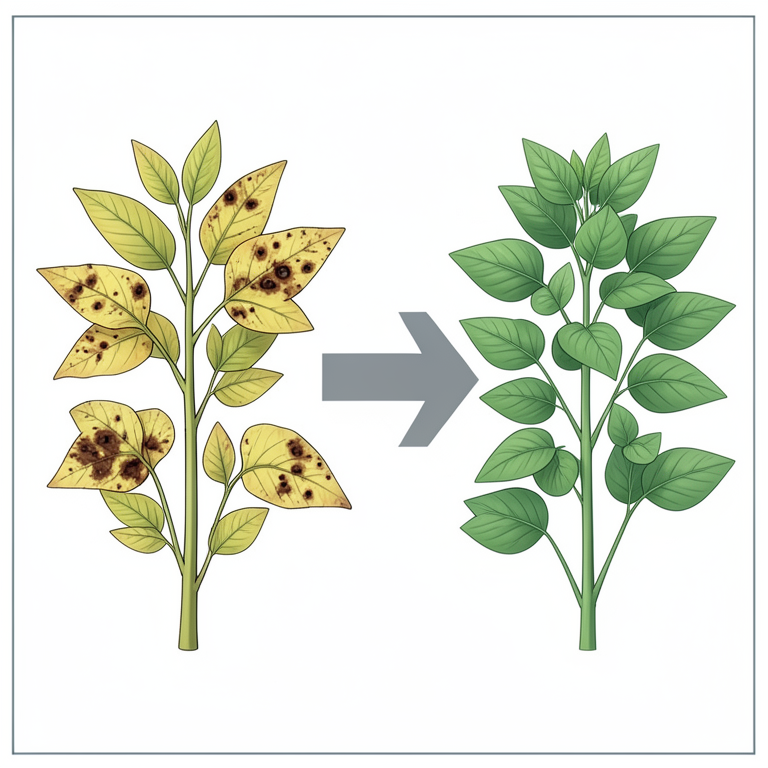 AI-generated conceptual illustration (green gram plants (Vigna radiata)). It explains the idea and does not show study data.