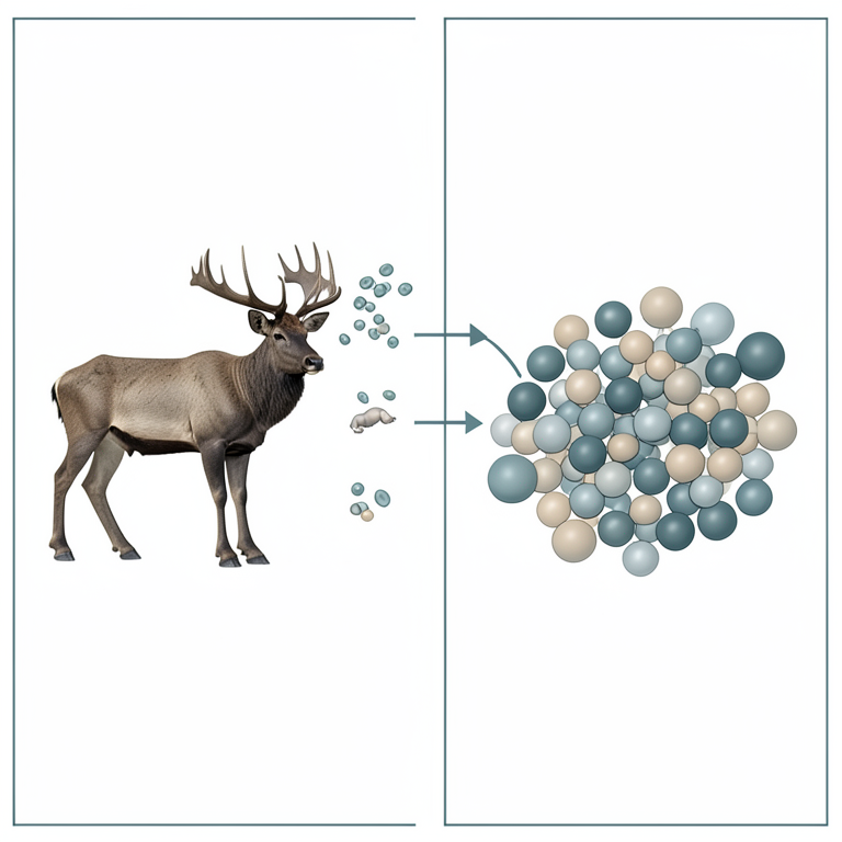 AI-generated conceptual illustration (wild ungulate mammals (deer and antelope)). It explains the idea and does not show study data.