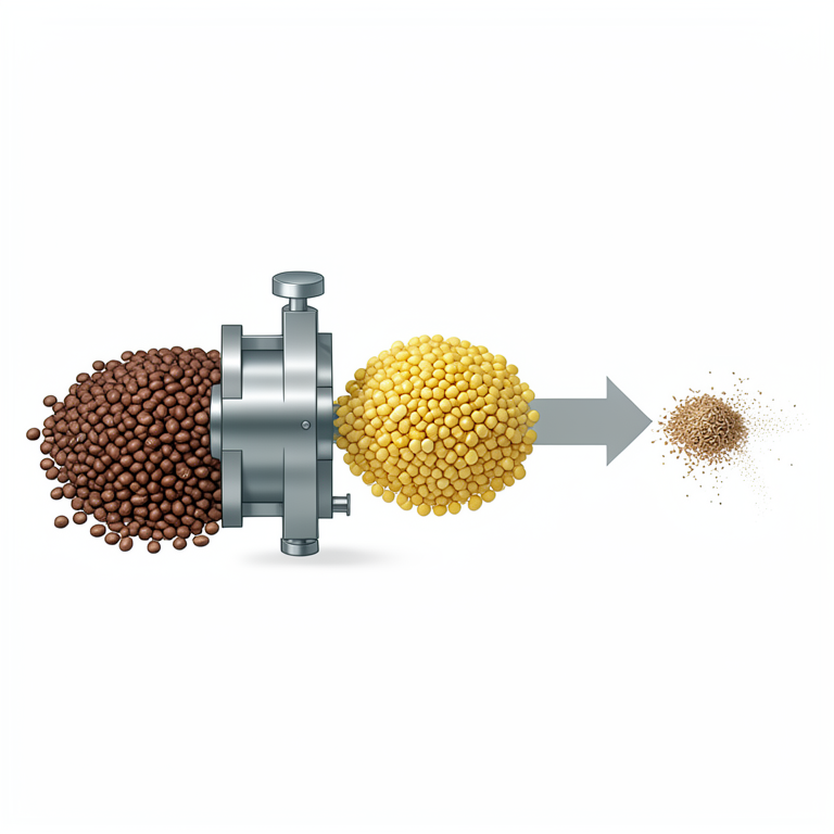 AI-generated conceptual illustration (pigeon pea seeds and a dal milling machine). It explains the idea and does not show study data.