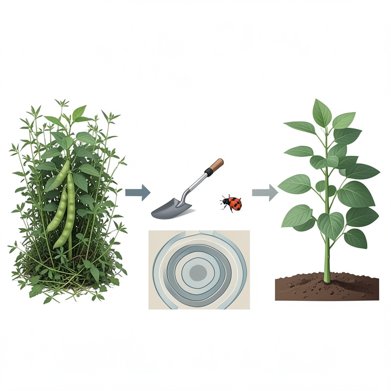 AI-generated conceptual illustration (soybean plants). It explains the idea and does not show study data.