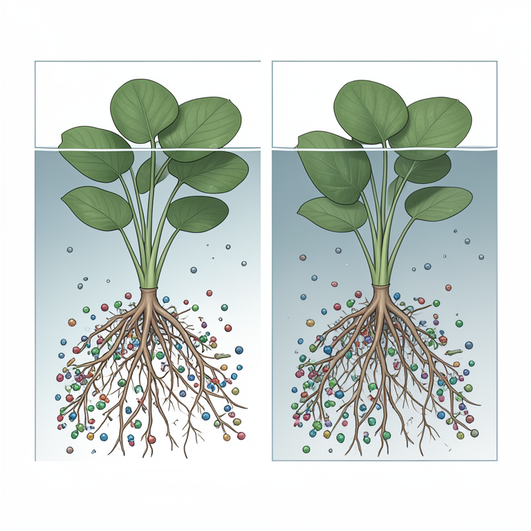 AI-generated conceptual illustration (Water hyacinth (Eichhornia crassipes) and Water lettuce (Pistia stratiotes) plants in canal water). It explains the idea and does not show study data.