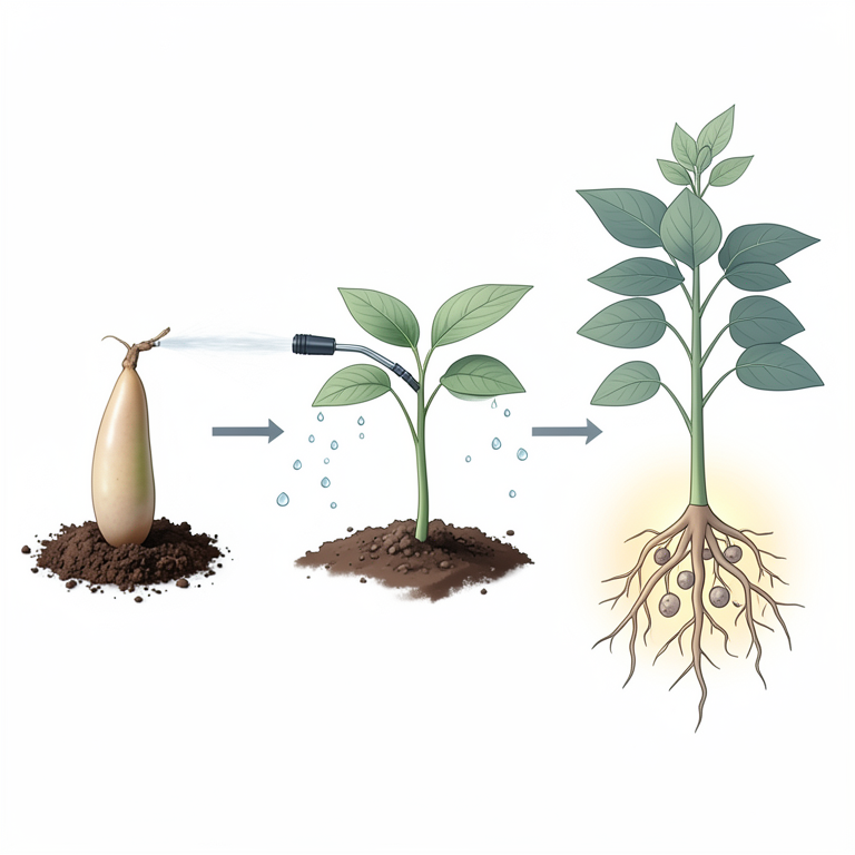 AI-generated conceptual illustration (soybean plants (Glycine max)). It explains the idea and does not show study data.