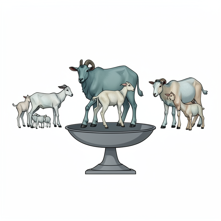 AI-generated conceptual illustration (indigenous goat breeds (Bach Thao, Co, and crossbred goats)). It explains the idea and does not show study data.