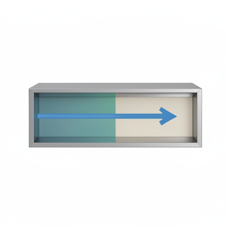 AI-generated conceptual illustration (a rectangular microchannel cross-section containing a Newtonian liquid). It explains the idea and does not show study data.