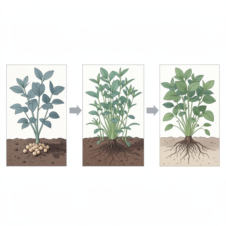 AI-generated conceptual illustration (chickpea plants and linseed plants). It explains the idea and does not show study data.