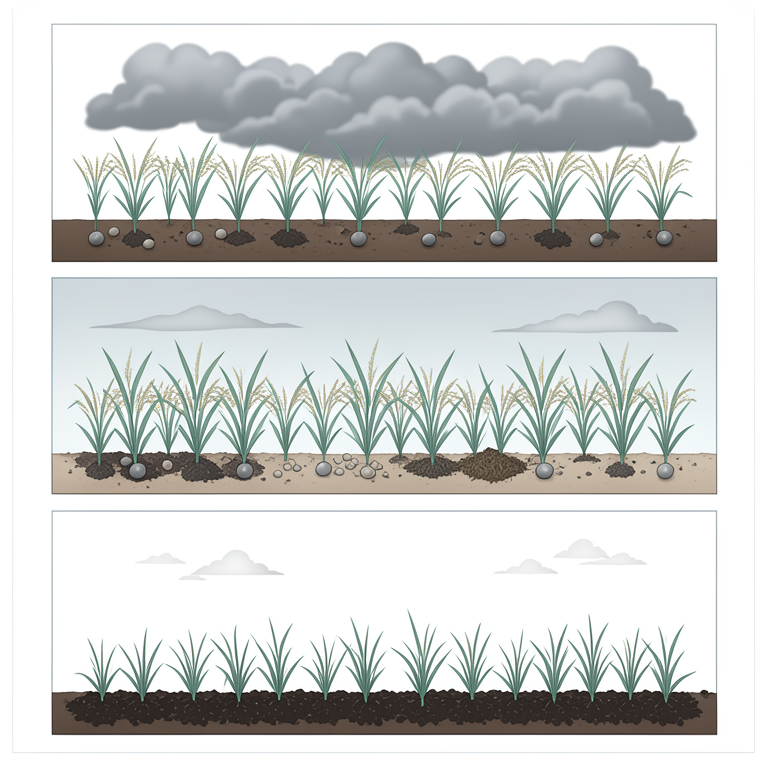 AI-generated conceptual illustration (rice plants in paddy fields). It explains the idea and does not show study data.