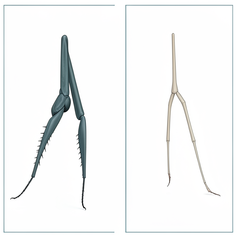 AI-generated conceptual illustration (male and female stick insects (Phasmatodea)). It explains the idea and does not show study data.