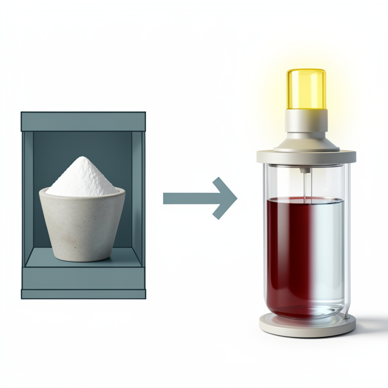 AI-generated conceptual illustration (Bismuth oxide nanoparticles and a jacketed glass reactor). It explains the idea and does not show study data.