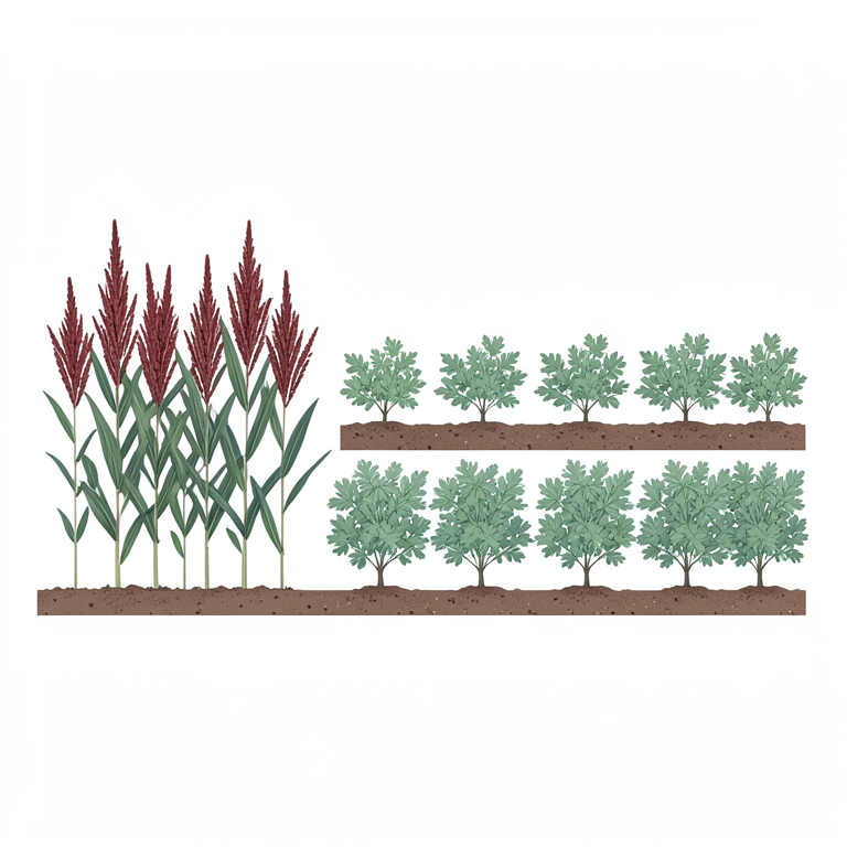 AI-generated conceptual illustration (highland sorghum and chickpea plants in a field). It explains the idea and does not show study data.