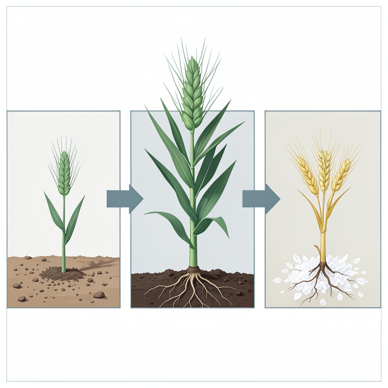AI-generated conceptual illustration (wheat plants (Triticum Aestivum)). It explains the idea and does not show study data.