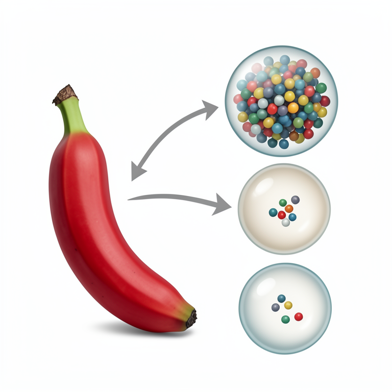 AI-generated conceptual illustration (Kamalapura Fresh Red Banana (Musa acuminata)). It explains the idea and does not show study data.
