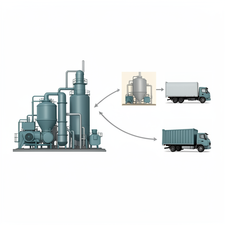 AI-generated conceptual illustration (Industrial chemical manufacturing plant). It explains the idea and does not show study data.