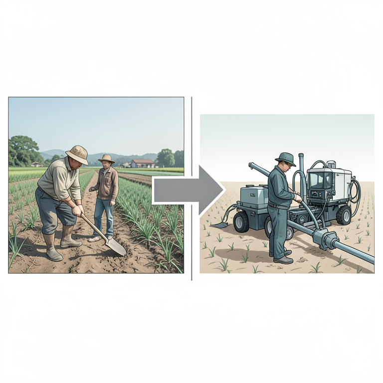 AI-generated conceptual illustration (smallholder farmers in a rural agricultural field). It explains the idea and does not show study data.