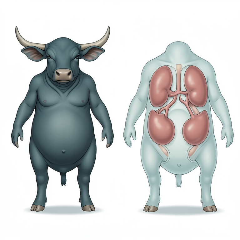 AI-generated conceptual illustration (Murrah buffalo fetus). It explains the idea and does not show study data.