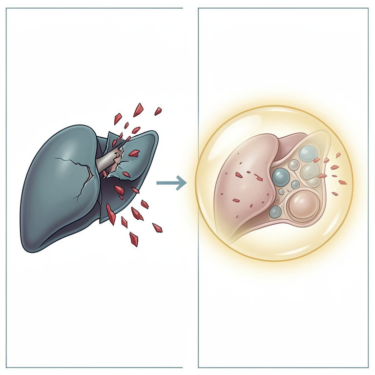 AI-generated conceptual illustration (rat liver cells). It explains the idea and does not show study data.