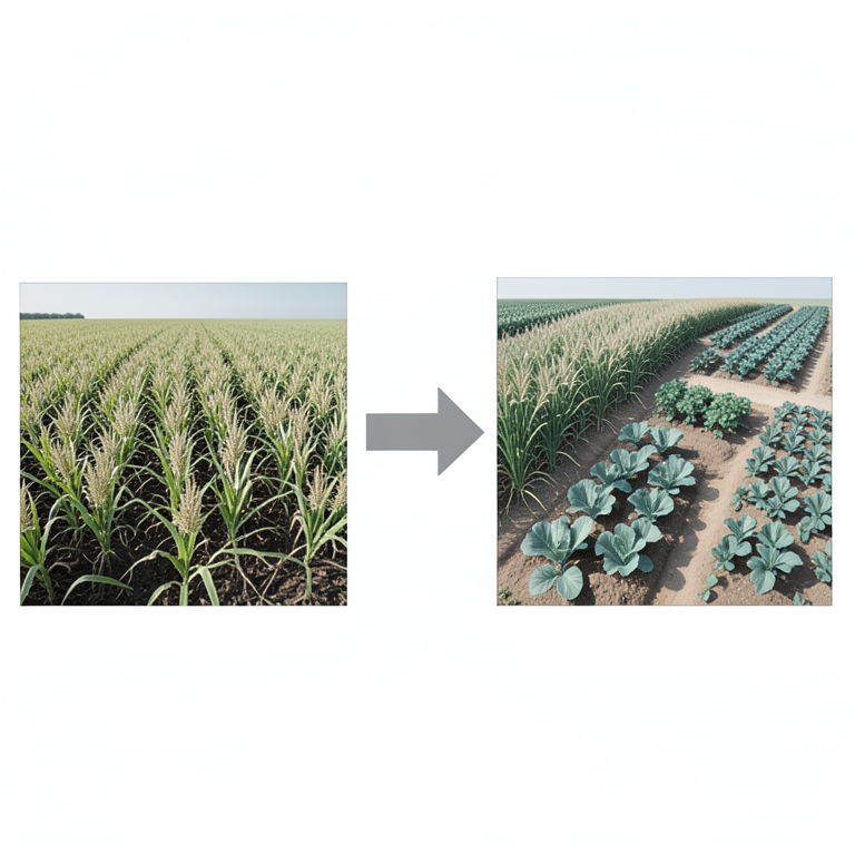 AI-generated conceptual illustration (Agricultural fields in Maharashtra, India). It explains the idea and does not show study data.