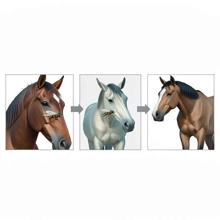 AI-generated conceptual illustration (horses and biting flies). It explains the idea and does not show study data.