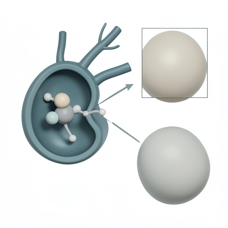 AI-generated conceptual illustration (presynaptic neuron secretory vesicle). It explains the idea and does not show study data.