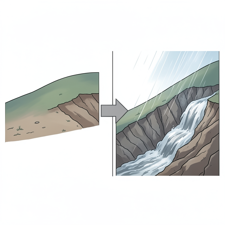 AI-generated conceptual illustration (Korean Peninsula landscape with sloping agricultural soil). It explains the idea and does not show study data.