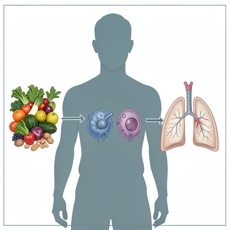AI-generated conceptual illustration (human internal organs and cellular immune system). It explains the idea and does not show study data.